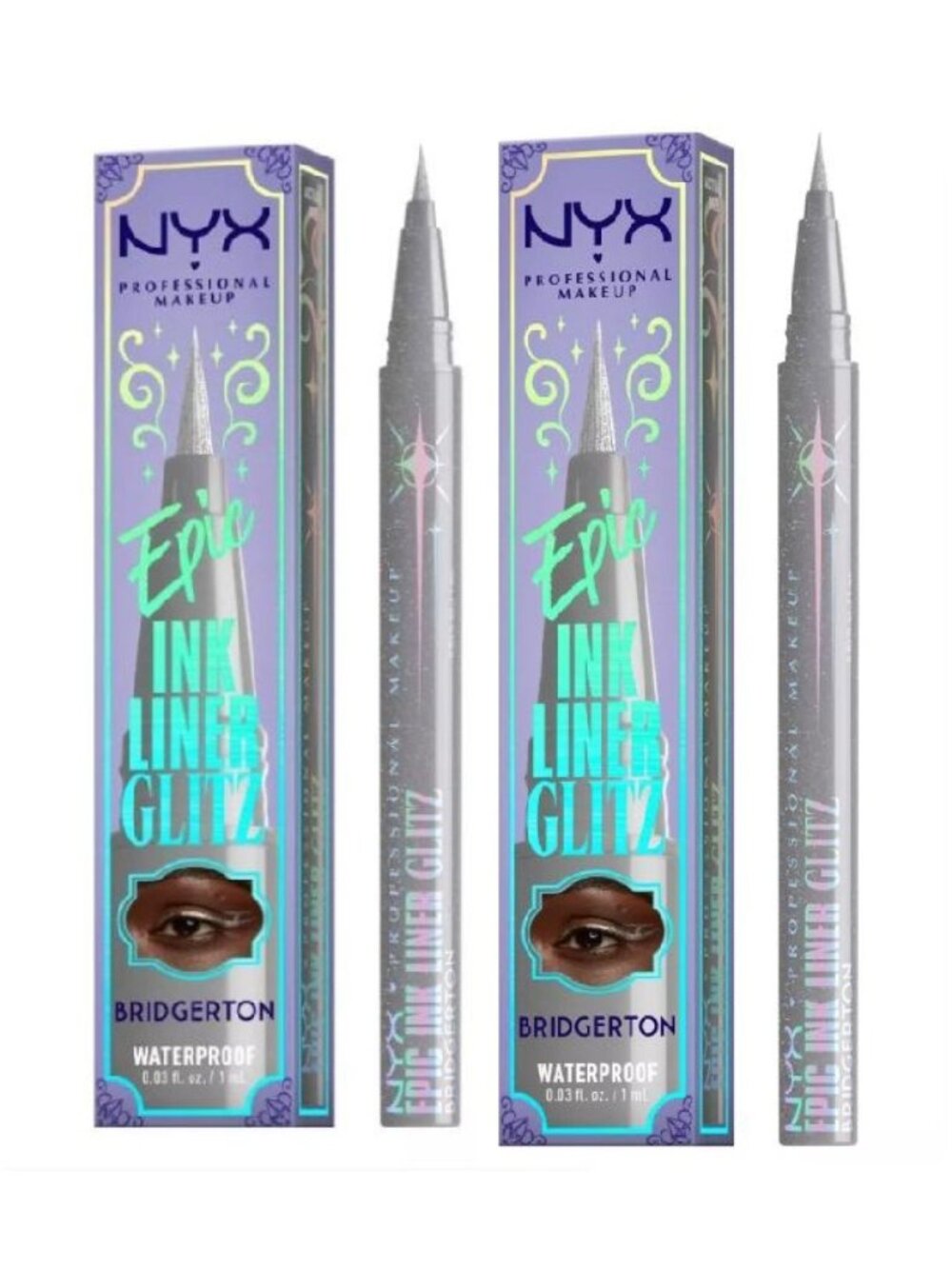 NYX Bridgerton Royal Epic Waterproof Metallic Eyeliner Glitzed in Silver 2 Pack